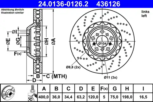 спирачен диск ATE 24.0136-0126.2