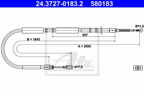 жило за ръчна спирачка ATE 24.3727-0183.2
