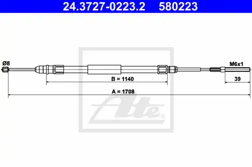 жило за ръчна спирачка ATE 24.3727-0223.2