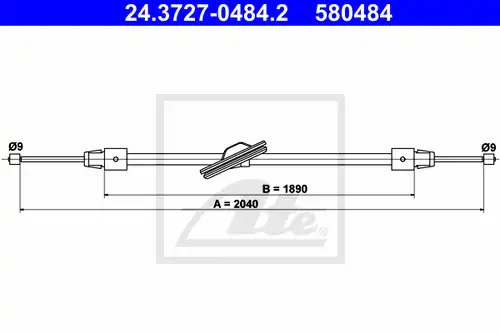 жило за ръчна спирачка ATE 24.3727-0484.2
