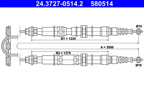 жило за ръчна спирачка ATE 24.3727-0514.2