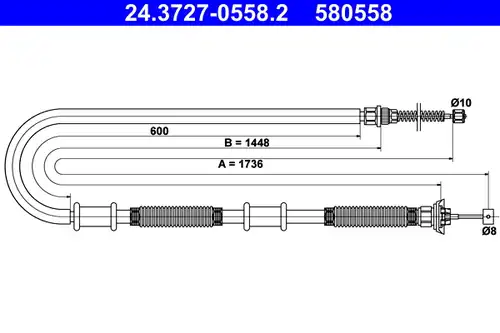 жило за ръчна спирачка ATE 24.3727-0558.2