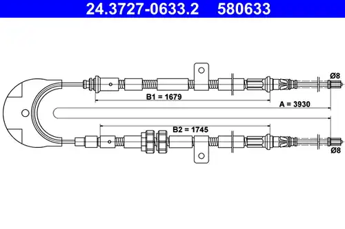 жило за ръчна спирачка ATE 24.3727-0633.2