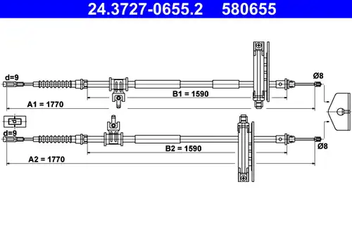 жило за ръчна спирачка ATE 24.3727-0655.2
