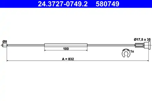 жило за ръчна спирачка ATE 24.3727-0749.2