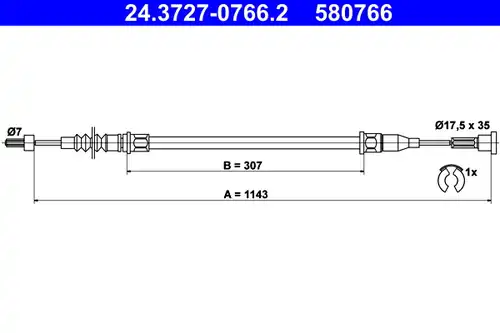 жило за ръчна спирачка ATE 24.3727-0766.2