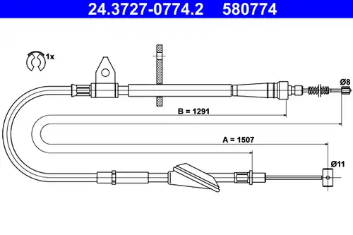жило за ръчна спирачка ATE 24.3727-0774.2
