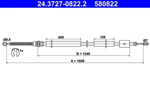 жило за ръчна спирачка ATE 24.3727-0822.2