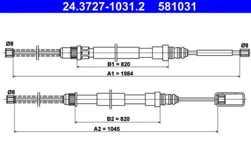 жило за ръчна спирачка ATE 24.3727-1031.2