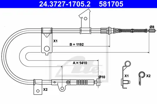 жило за ръчна спирачка ATE 24.3727-1705.2