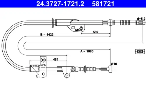 жило за ръчна спирачка ATE 24.3727-1721.2