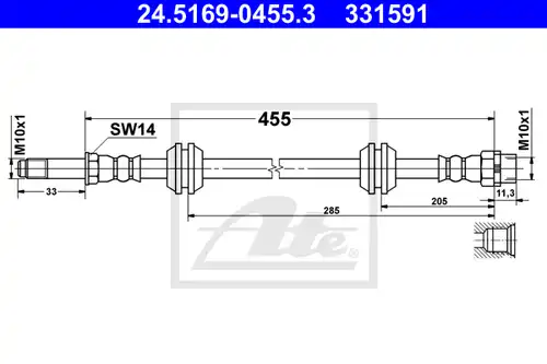 спирачен маркуч ATE 24.5169-0455.3