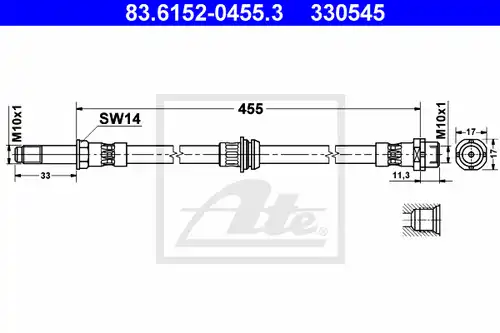 спирачен маркуч ATE 83.6152-0455.3
