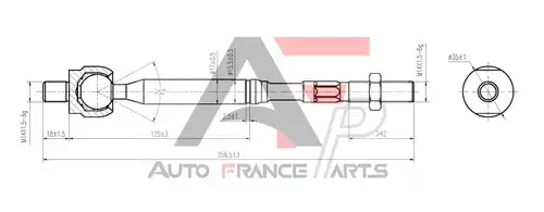 аксиален шарнирен накрайник, напречна кормилна щанга AUTO FRANCE PARTS 11-3060C