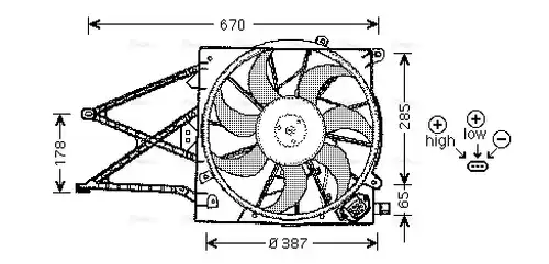 вентилатор, охлаждане на двигателя AVA QUALITY COOLING OL7509