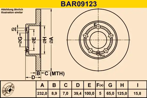 спирачен диск BARUM BAR09123