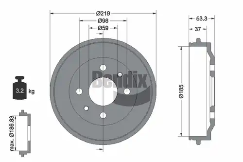 спирачен барабан BENDIX Braking BDM1004