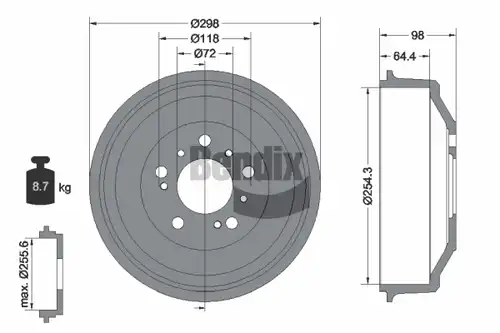 спирачен барабан BENDIX Braking BDM1013