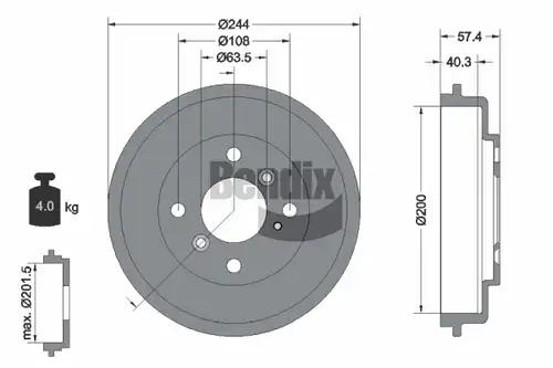 спирачен барабан BENDIX Braking BDM1086