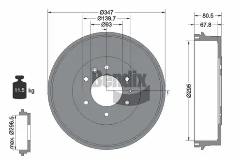 спирачен барабан BENDIX Braking BDM1099