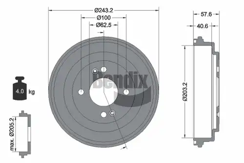 спирачен барабан BENDIX Braking BDM1102