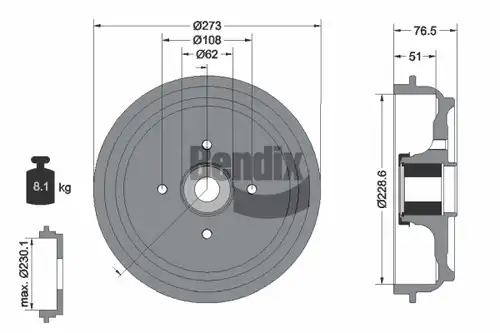 спирачен барабан BENDIX Braking BDM1111