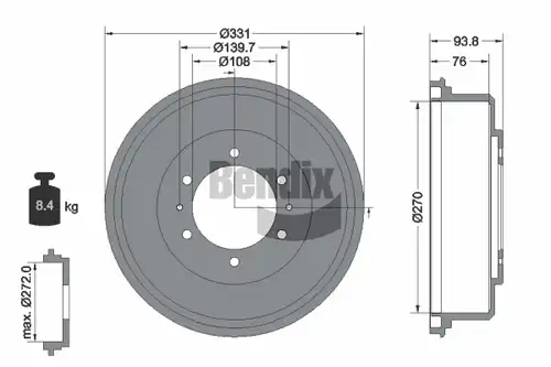 спирачен барабан BENDIX Braking BDM1121