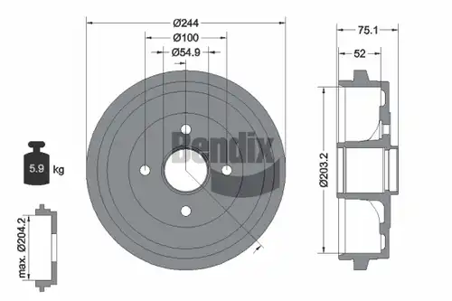 спирачен барабан BENDIX Braking BDM1139