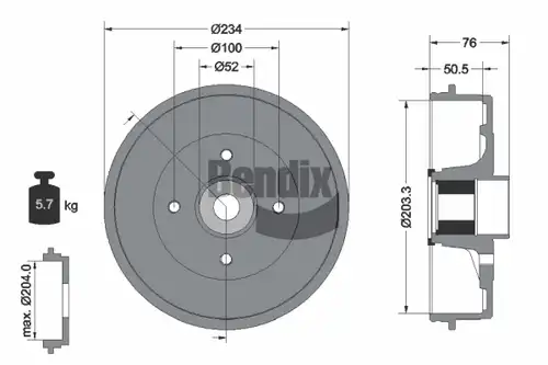 спирачен барабан BENDIX Braking BDM1151