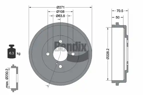 спирачен барабан BENDIX Braking BDM1156