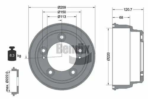 спирачен барабан BENDIX Braking BDM1166