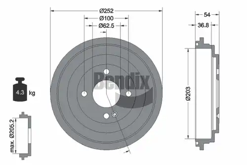 спирачен барабан BENDIX Braking BDM1167