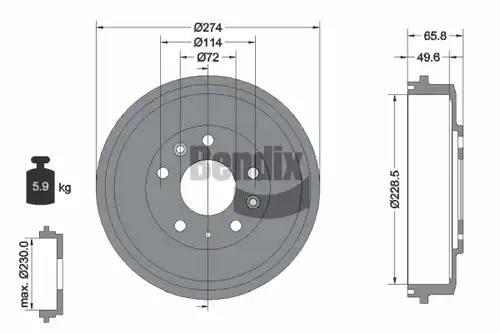 спирачен барабан BENDIX Braking BDM1172