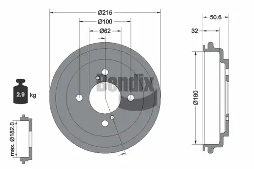 спирачен барабан BENDIX Braking BDM1185