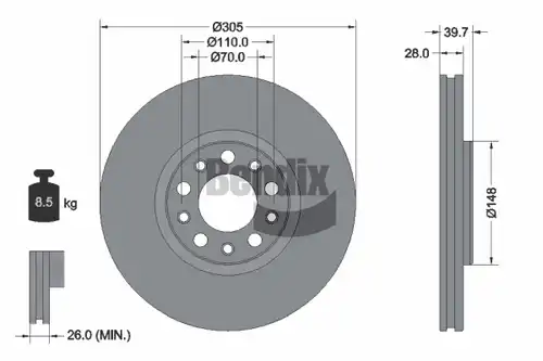 спирачен диск BENDIX Braking BDS1467