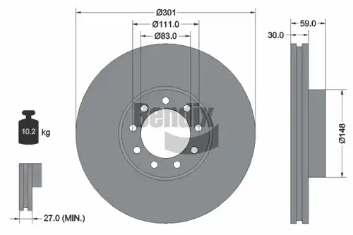 спирачен диск BENDIX Braking BDS1515