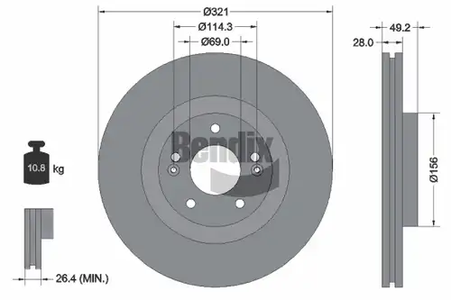 спирачен диск BENDIX Braking BDS1547HC