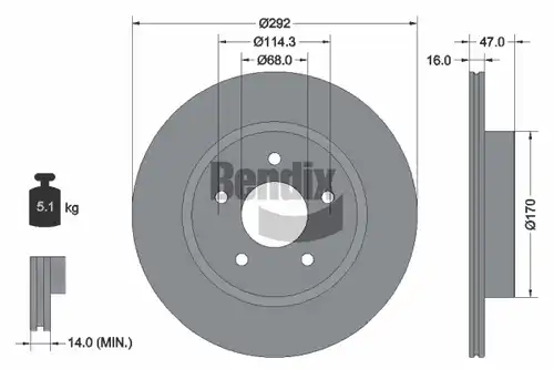 спирачен диск BENDIX Braking BDS1549