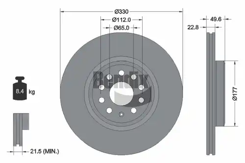 спирачен диск BENDIX Braking BDS1622