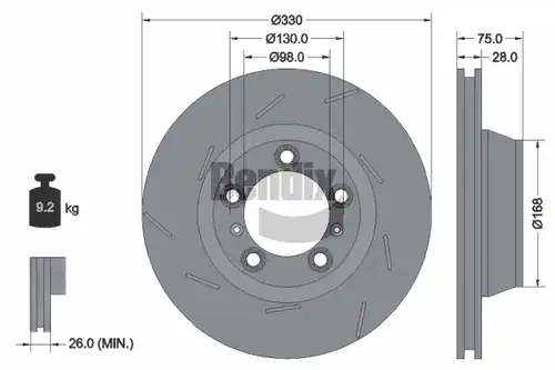 спирачен диск BENDIX Braking BDS2082LHC