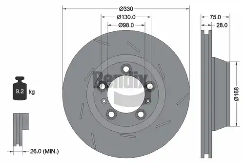 спирачен диск BENDIX Braking BDS2082RHC