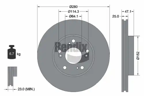 спирачен диск BENDIX Braking BDS2100