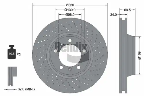 спирачен диск BENDIX Braking BDS2120RHC