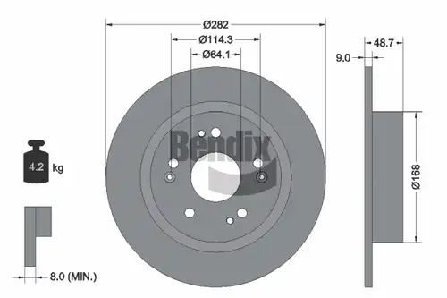 спирачен диск BENDIX Braking BDS2164