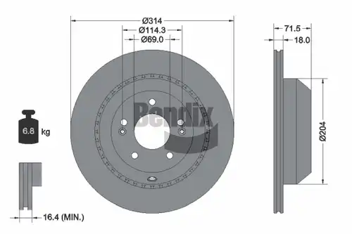 спирачен диск BENDIX Braking BDS2182