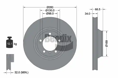 спирачен диск BENDIX Braking BDS2210LHC