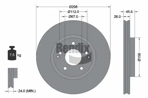 спирачен диск BENDIX Braking BDS2212