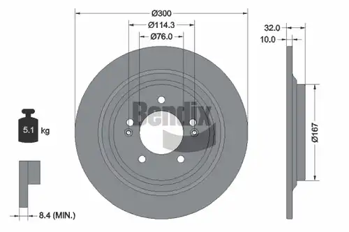 спирачен диск BENDIX Braking BDS2264