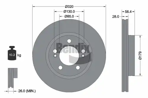 спирачен диск BENDIX Braking BDS2265