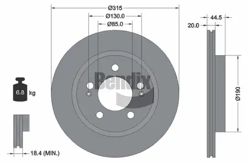 спирачен диск BENDIX Braking BDS2266